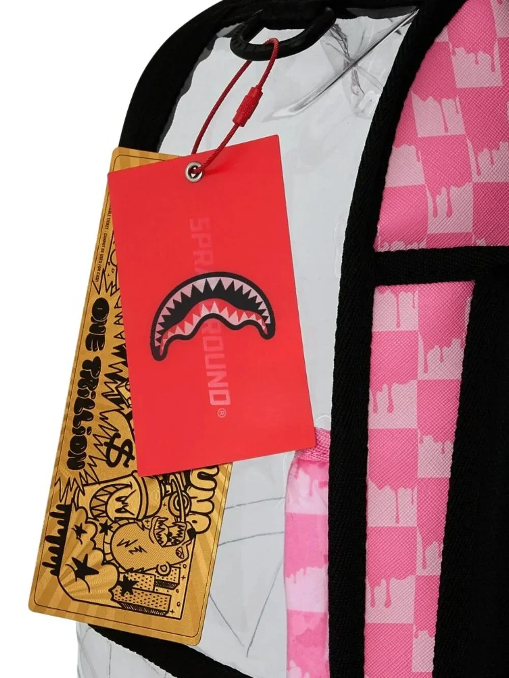 CLEAR DLX BACKPACK - CHECKED OUT (PINK Drip) SPRAYGROUND